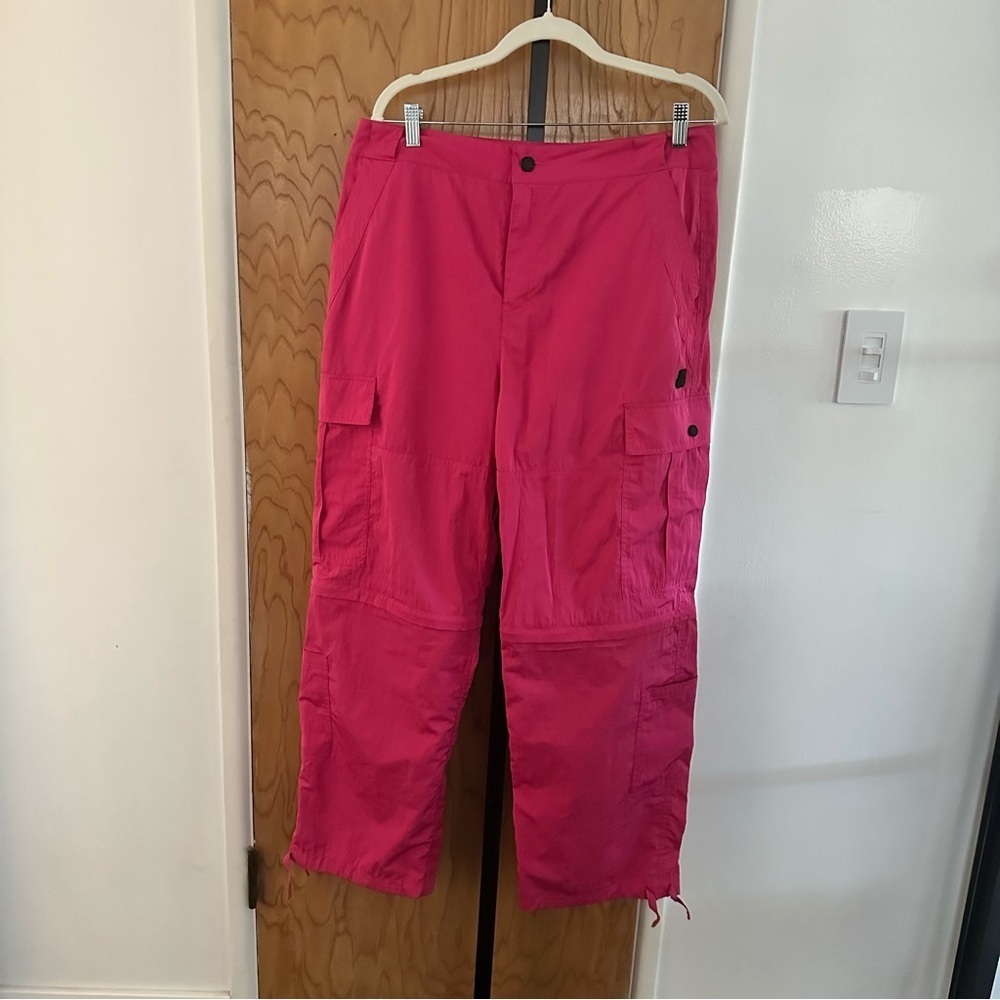 Teddy Fresh Hot Pink Cargo Pants zip off into shorts size medium